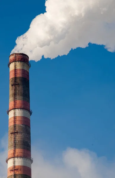 Tubo Com Fumo Rede Energia Térmica Chp Calor Electricidade Combinados — Fotografia de Stock