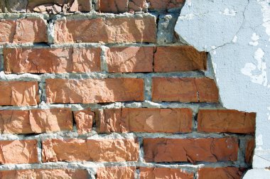 Doku, arka plan. tuğla eski sıva. Arka plan için tuğla eski duvar dokusu. arka plan doku kırık sıva ile tuğla duvar