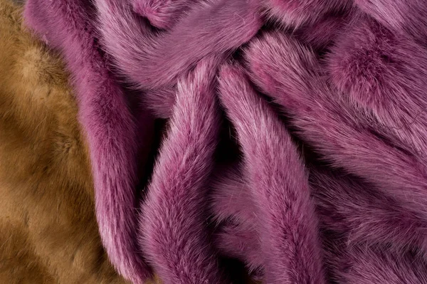 Texture Background Mink Fur Multicolored Mink Tails — Stock Photo, Image