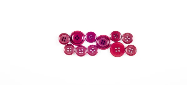 Sewing buttons collection. Various sewing buttons with a thread. — Stock Photo, Image