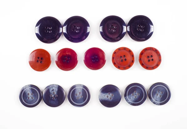 Sewing buttons collection. Various sewing buttons with a thread. — Stock Photo, Image