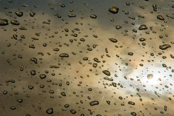Υφή Φόντο Σταγόνες Βροχής Σχετικά Χρώμα Αμαξώματος Του Οχήματος Βαμμένες — Φωτογραφία Αρχείου