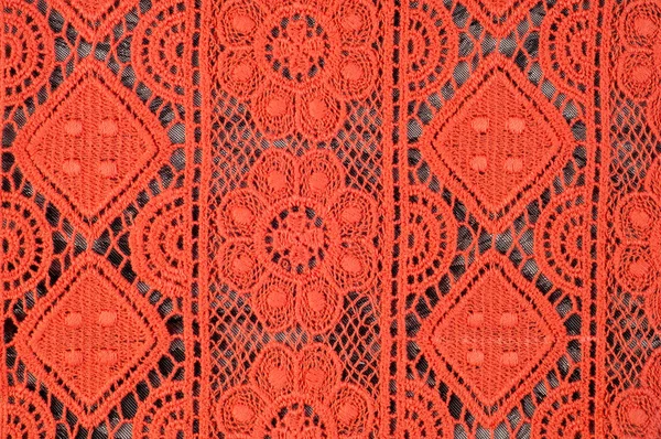 Red Lace Fabric Texture Photo Taken Studio — Stock Photo, Image