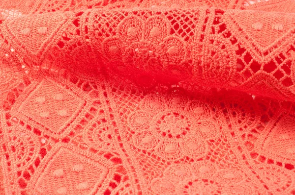 Textura Tela Encaje Rojo Foto Tomada Estudio —  Fotos de Stock