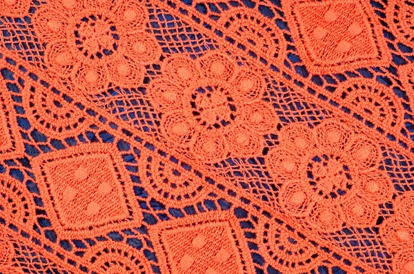 Červené Krajkové Textilie Textura Fotografie Ateliéru — Stock fotografie