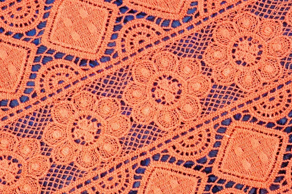 Červené Krajkové Textilie Textura Fotografie Ateliéru — Stock fotografie