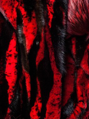 doku. arka plan. Vizon kürk, kırmızı renkte boyalı