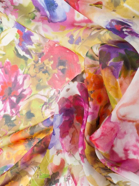 Hedvábné Textilie Textura Květiny Fotografické Studio — Stock fotografie