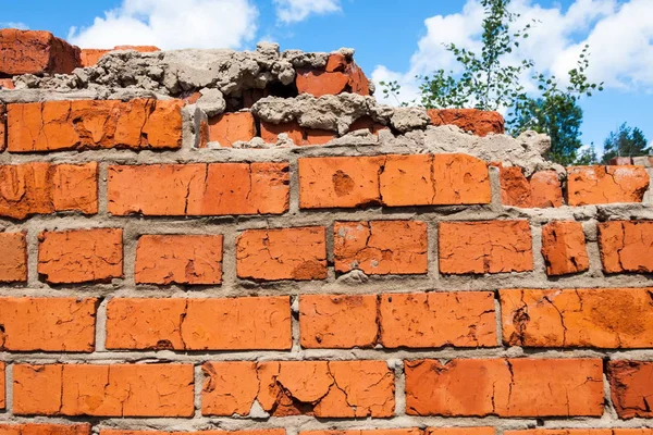 Tuğla duvar dokusu. Eski terk edilmiş duvar, tuğla inşa