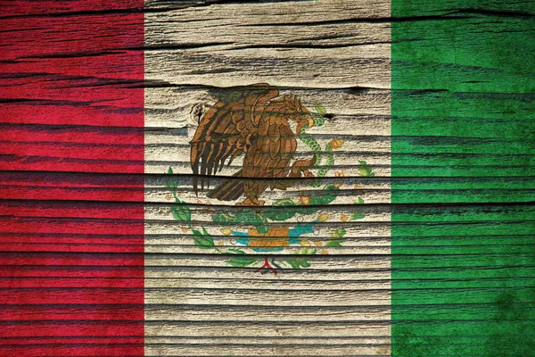 Strukturen Gamla Trä Styrelsen Flag Mexico Gammal Trä Bakgrund Gammal — Stockfoto