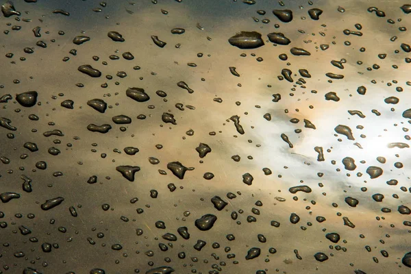 Het Patroon Achtergrond Regendruppels Lak Van Het Voertuig Geschilderde Oppervlakken — Stockfoto