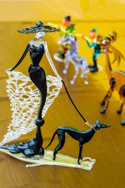 Doku, arka plan, desen. Camdan yapılmış oyuncaklar