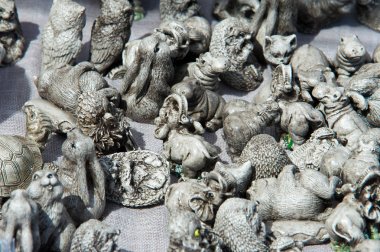 Doku, arka plan, desen. Kil oyuncak, küçük hayvanlar Arnavut kaldırımlı t