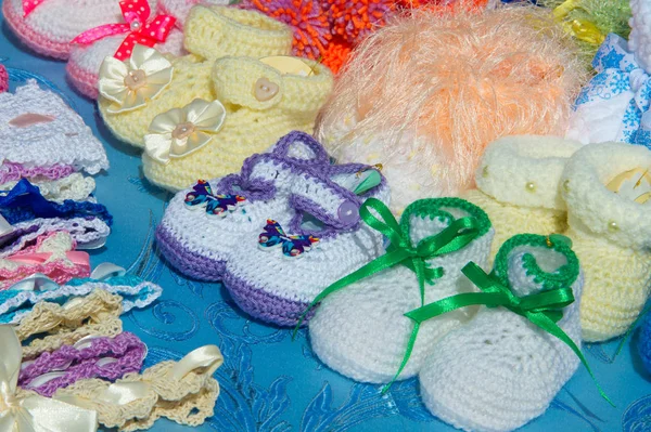 Textura Fundo Padrão Botinhas Bebé Sapatos Para Bebés Sapatos Com — Fotografia de Stock