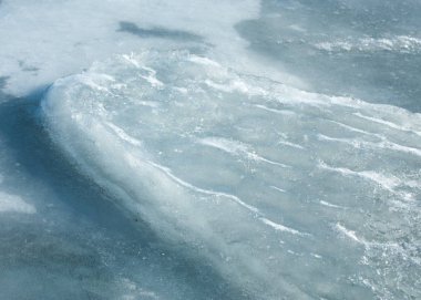 Son bahar kar dokusuna güneşli bir bahar brooks suda eritin. nehir dere dere. Bahar Nehri üzerinde buz erime. 