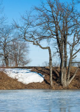 Donmuş gölün bahar. Bahar buz