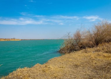 nehir bahar. bahar Nehri Orta Asya'da. Kazakistan bozkır nehir Semirechye. 