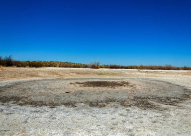 tuzlu su, tuz bataklığı. Etkin badlands. Tek çalı. Kazakistan