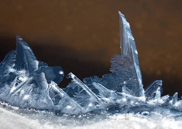 Loni Jaře Sníh Textury Vody Tajícího Ledu Jarní Brooks Slunečného — Stock fotografie