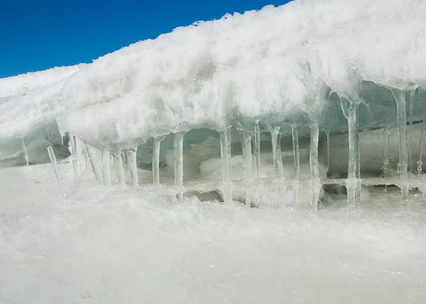 Scorsa Primavera Neve Texture Sciogliere Acqua Nei Ruscelli Primaverili Una — Foto Stock