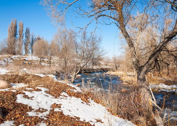 Afgelopen Voorjaar Sneeuw Textuur Van Smeltwater Beken Van Lente Een — Stockfoto