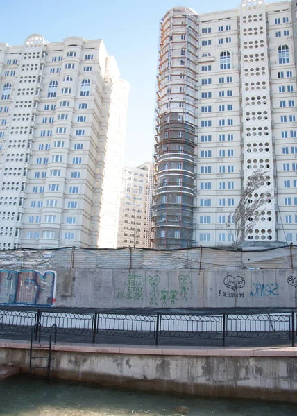 Almaty, Kazakhstan. 18/12/2014. Construction of multi-storey, multi-family home