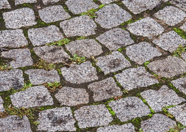 Textur Bakgrund Trottoaren Granitsten Asfalterade Vägbanan Gatan Stenlagd Yta Eller — Stockfoto