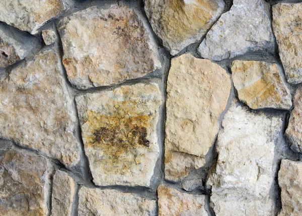 Textura Fondo Cerca Forrada Con Piedra Salvaje Granito Piedra Arenisca — Foto de Stock