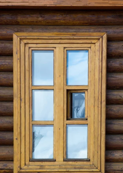 Texture, background. wooden windows, wooden house, house made of