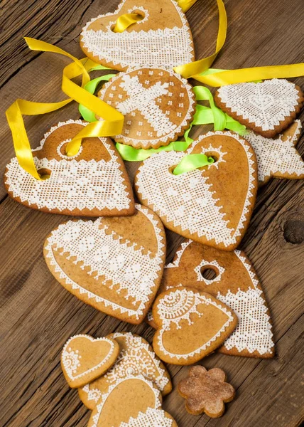 Ručně Malované Soubory Cookie Ručně Malované Zázvorové Sušenky — Stock fotografie