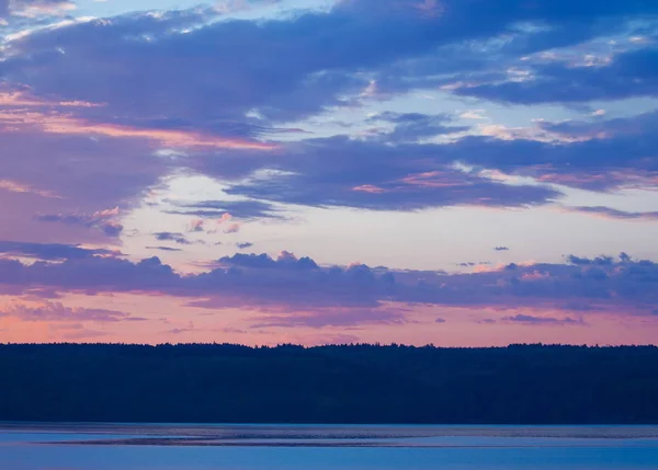 Sunrise on the Kama River. Colorful sunrise on the river.