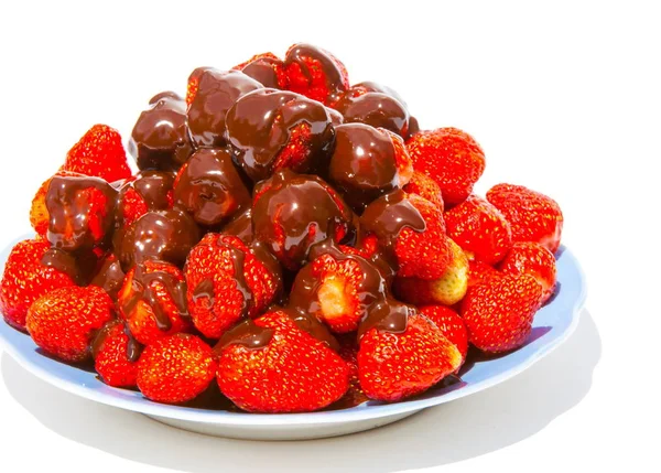 Chocolate covered strawberries. Chocolate dipped strawberries at dessert bar.