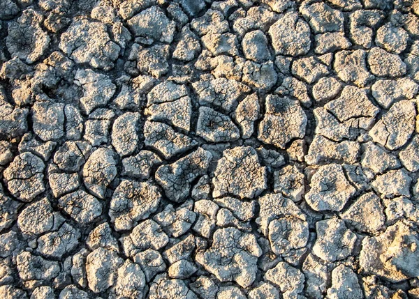 Yere çatlaklar. kuraklık. toprak erozyonu, kırık doku. Kuru kırık zemin. — Stok fotoğraf