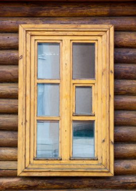 Doku, arka plan. ahşap windows, ahşap ev, ev, silindire tomruklardan günlüğü