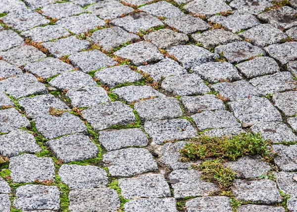 Het Patroon Achtergrond Bestrating Van Granieten Steen Verharde Rijbaan Straat — Stockfoto