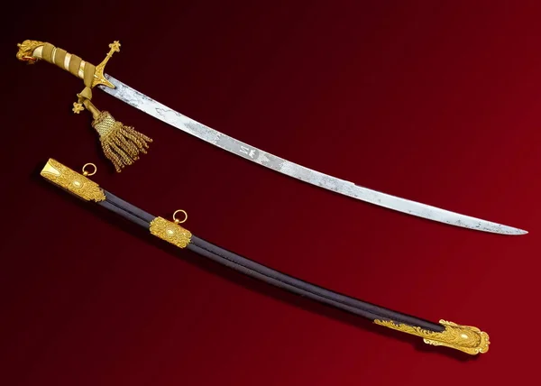 ULTRA HIGH GRADE ANTIQUE PRESENTATION QUALITY SWORD SABER H. WIL — Stock Photo, Image