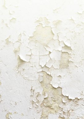 Doku, desen, arka plan. eski boya. Beton duvar boya, boya soyut beton arkasında kırık. Beyaz ses tonuyla boya zaman içinde flakes