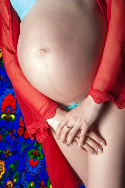 Brzuch Kobiety Ciąży Ciąży Ostatniego Etapu Miesiąc — Zdjęcie stockowe