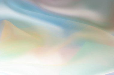 Bulanık, değil keskin netlik doku, arka plan, desen. İpek kumaş şeffaf, sarı-pembe yeşil mavi olduğunu. Soyut yumuşak şifon doku arka plan. 