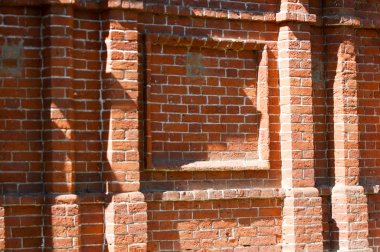 Doku, arka plan, desen, tuğla duvar eski. kırmızı tuğla duvar doku grunge arka köşeleri vignetted iç tasarım için kullanmak