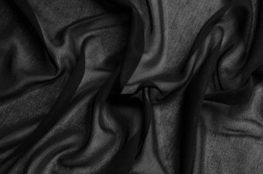 Doku, arka plan, desen. Siyah şeffaf kumaş. Beni siyah