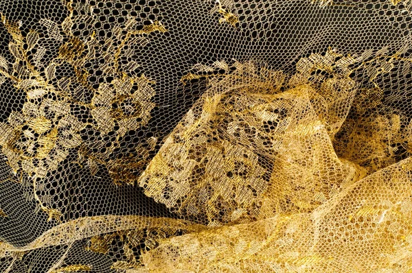 Image texture fond, dentelle d'or décorative avec motif. Gol ! — Photo