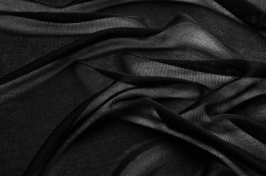 Doku, arka plan, desen. Siyah şeffaf kumaş. Beni siyah