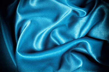 Doku, arka plan. Şablon. İpek kumaş mavi, mavi ipek örtüsü
