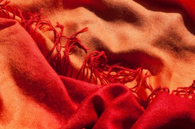 Doku, arka plan, desen. Kırmızı yün kadın eşarp