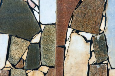 Doku, arka plan, desen. Eski havuzun astar. Granit döşeme mozaiği içinde. Granit Mermer desenli arka plan doku mermer soyut tasarım kapalı doğal açık