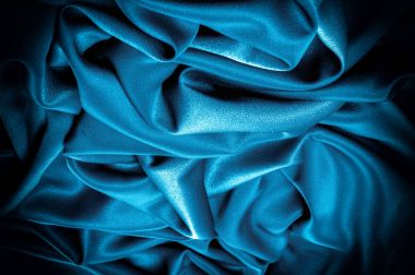 Doku, arka plan. Şablon. İpek kumaş mavi, mavi ipek örtüsü