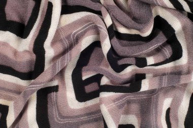 Doku, desen, arka plan. Örme - kumaş siyah beyaz gri kareler, boyalı. Bu tek taraflı streç örme, giyim ağırlığı ile çok sıvı kumaş