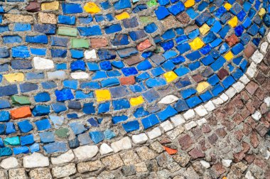 Doku, arka plan, desen. Portre fotoğraf çok renkli mozaik taş. Yapı tasarım dekor. Yüzme Havuzu duvar ve zemin kaplama