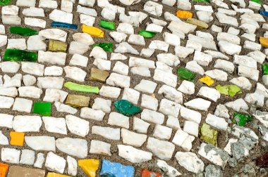 Doku, arka plan, desen. Portre fotoğraf çok renkli mozaik taş. Yapı tasarım dekor. Yüzme Havuzu duvar ve zemin kaplama